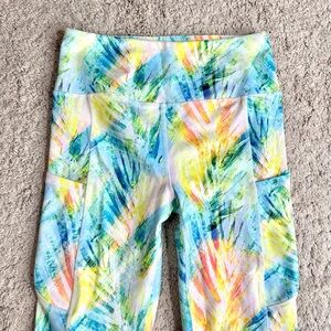 Womens Workout Leggings Size S Small Vibrant Printed Pockets Colorful Fitness